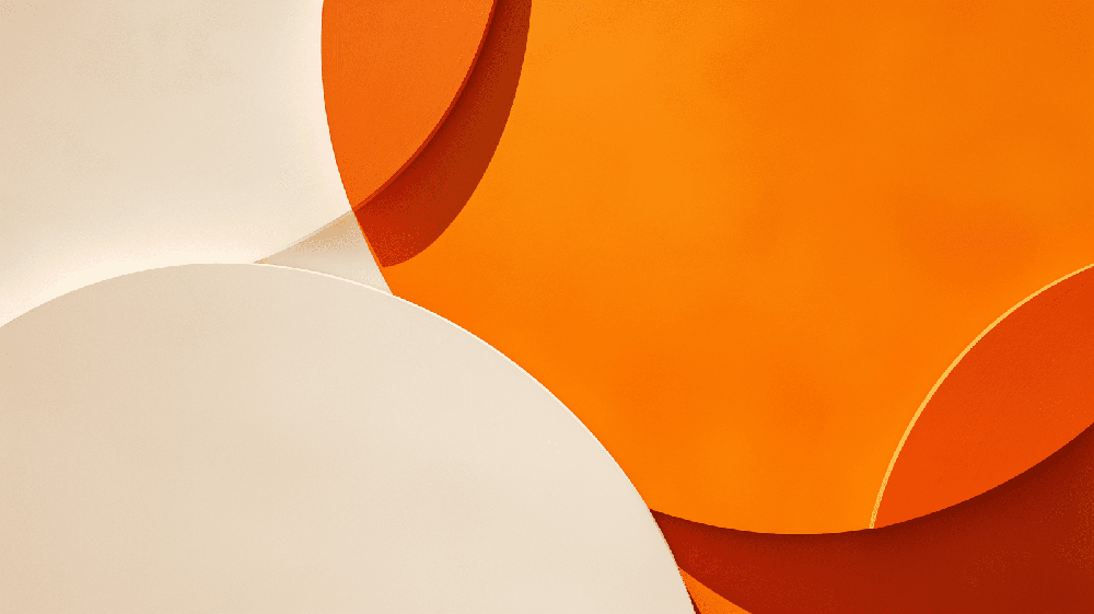 Geometric orange white contrasting wallpaper mural | Modern minimalist decorative wall in living room and bedroom