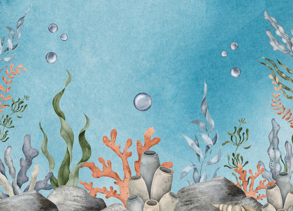 Ocean Watercolor Underwater World Wallpaper | Bedroom Children's Room Mural