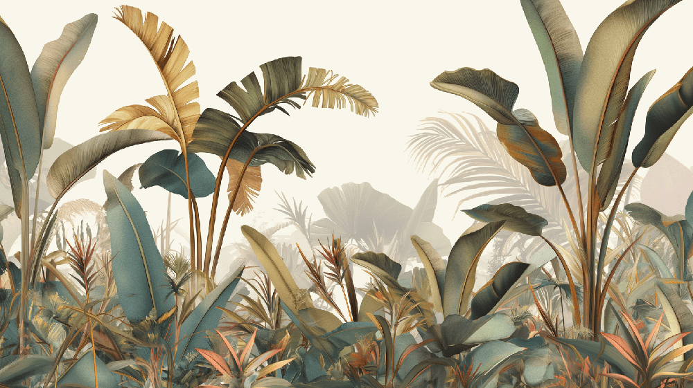 Tropical plant wallpaper mural | Living room bedroom natural style decorative wall