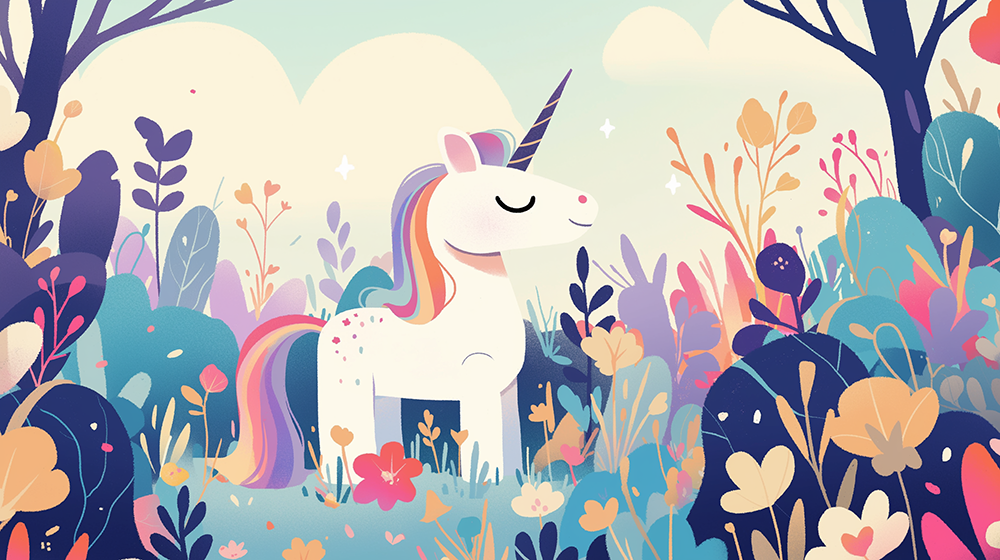Unicorn Forest Wallpaper Mural | Children's Room Bedroom Fairy Tale Decorative Wall