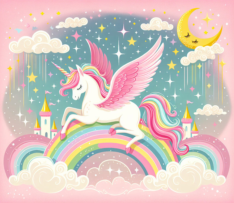Unicorn Rainbow Wallpaper Mural | Children's Room Bedroom Fairy Tale Decorative Wall