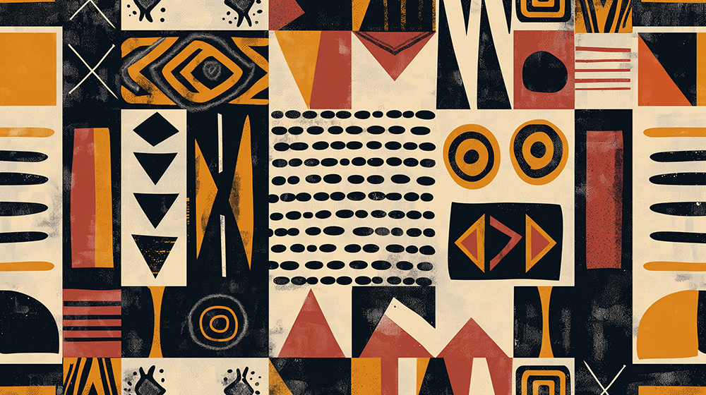 Tribal Geometric Wallpaper Mural - African Inspired Living Room Feature Wall
