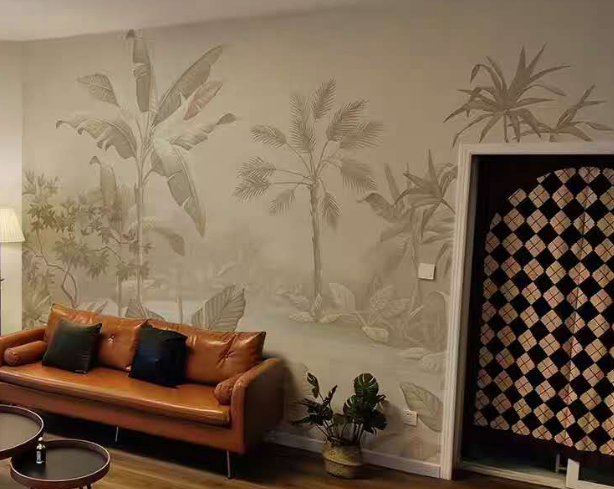 Grey Rainforest Wallpaper: Tranquil Luxury Branches and Leaves Wrapped in Mist