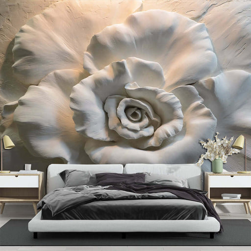 3D Rose Relief Art Wallpaper | Luxury Decorative Wall in Bedroom and Living Room for a 3D Rose relief art feature in modern bedroom