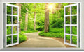 3D fake window forest landscape wallpaper mural | Living room and bedroom natural decoration