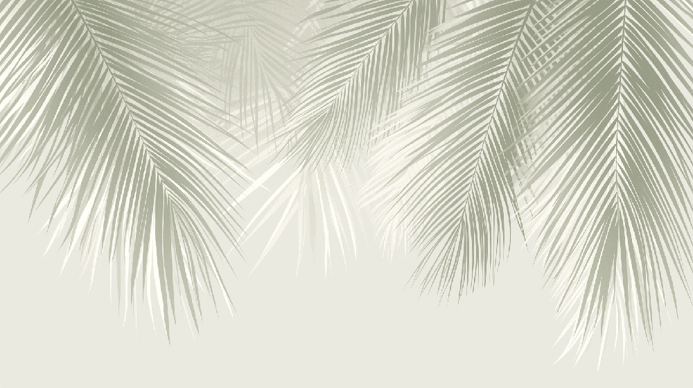 Palm leaf wallpaper mural | Fresh decorative wall in living room and bedroom