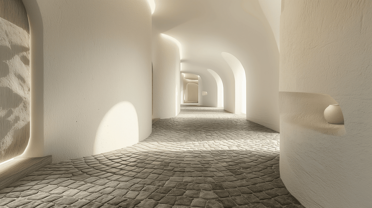 3D arcade wallpaper mural | Light and shadow tunnel - Carving wallpaper