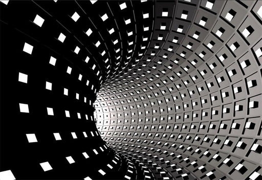 3D Block Wallpaper | Black and White Geometric Tunnel Mural - Carving wallpaper