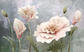 3D floral wallpaper mural | Creative floral design: 3D stereoscopic+hand drawn art featuring pink blossoms and embossed petals against textured background