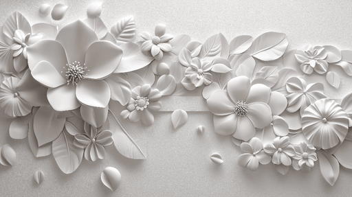 3D floral wallpaper mural | relief flowers on light and gradient backgrounds - Carving wallpaper