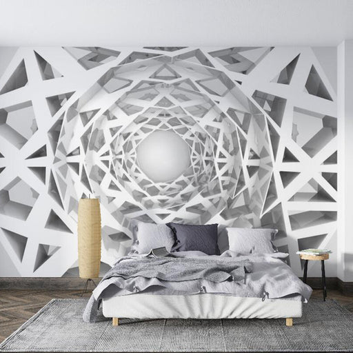 3D geometric wallpaper | Geometric tunnel mural - Carving wallpaper