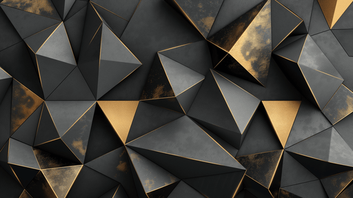 3D Geometric Wallpaper Mural | Black and Gold Triangles - Carving wallpaper