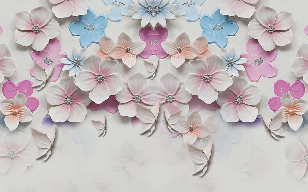3D relief flower wallpaper | Dreamy petal mural