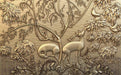 3D relief wall murals | golden deer and plant motifs create luxurious nature - Carving wallpaper
