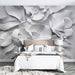 3D white floral butterfly wallpaper mural | Living room and bedroom art wall decoration