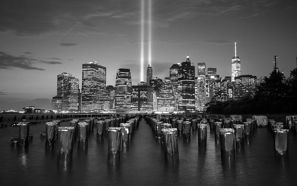 Black and White City Night Wallpaper | Urban Light and Shadow Decorative Wall