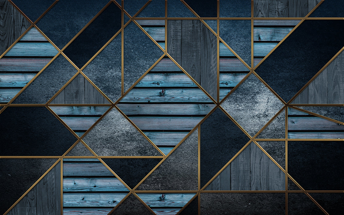 Geometric Splicing Theme Wallpaper | Metal Line Mural