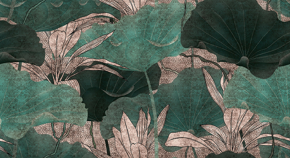 New Chinese style lotus leaf wallpaper mural | Creating Zen inspired living room space