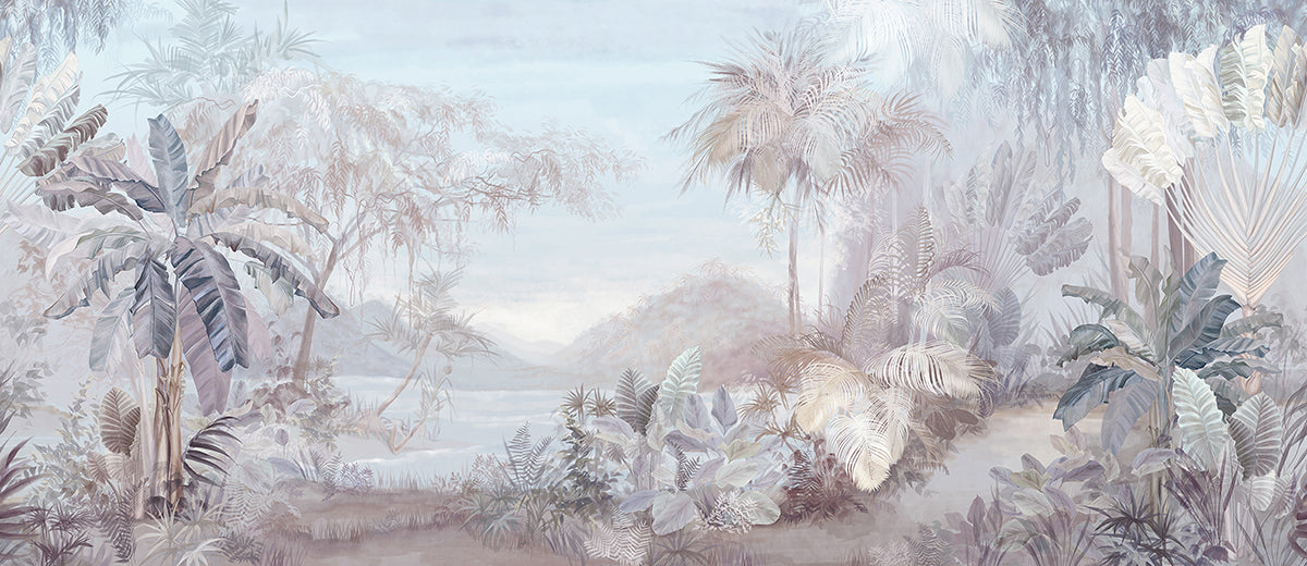 Tropical Jungle Wallpaper Mural | Light Color Plant Decorative Wallpaper