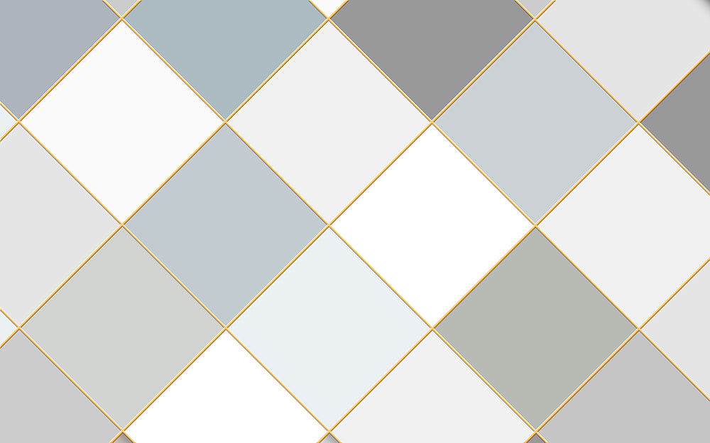 Morandi diamond grid wallpaper mural | Gilded lines
