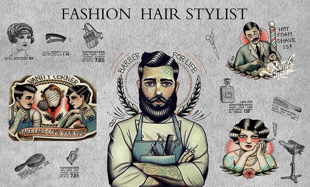 Barber Shop Creative Wallpaper Mural | Personalized Salon Style