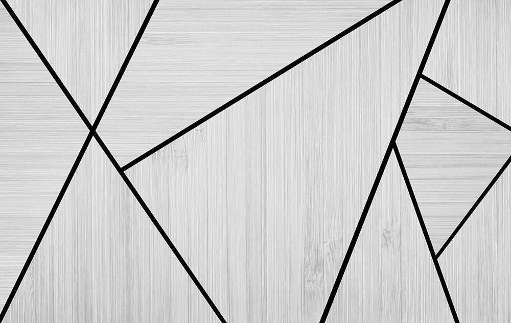 Geometric splicing wood grain wallpaper | Living room line art wall