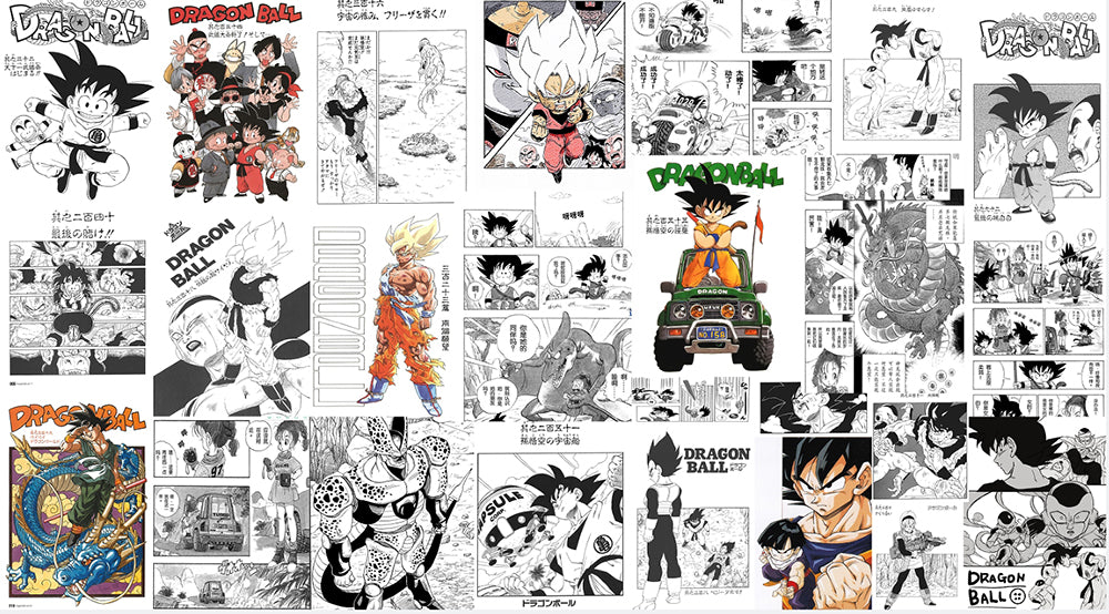 Dragon Ball Manga Wallpaper Mural - Classic Black & White Art