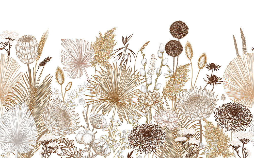 Dried flower art wallpaper mural | Living room and bedroom decoration painting