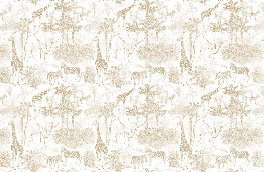 Light brown tropical animal wallpaper I Elephant Giraffe