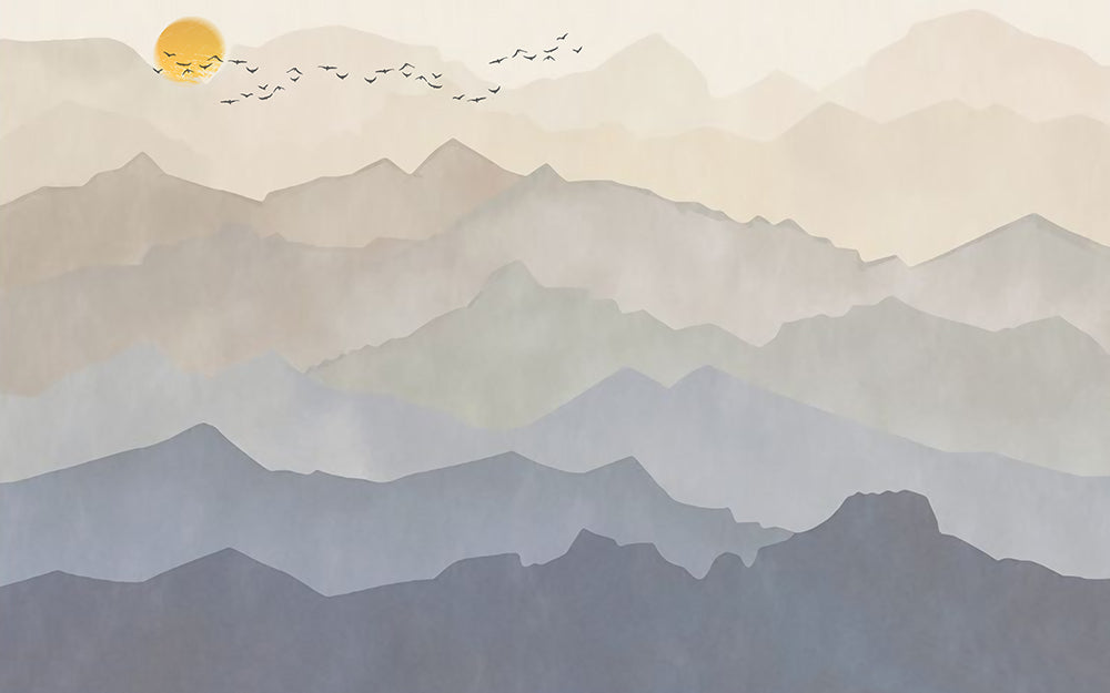 New Chinese style landscape wallpaper mural | Zen inspired decorative wall