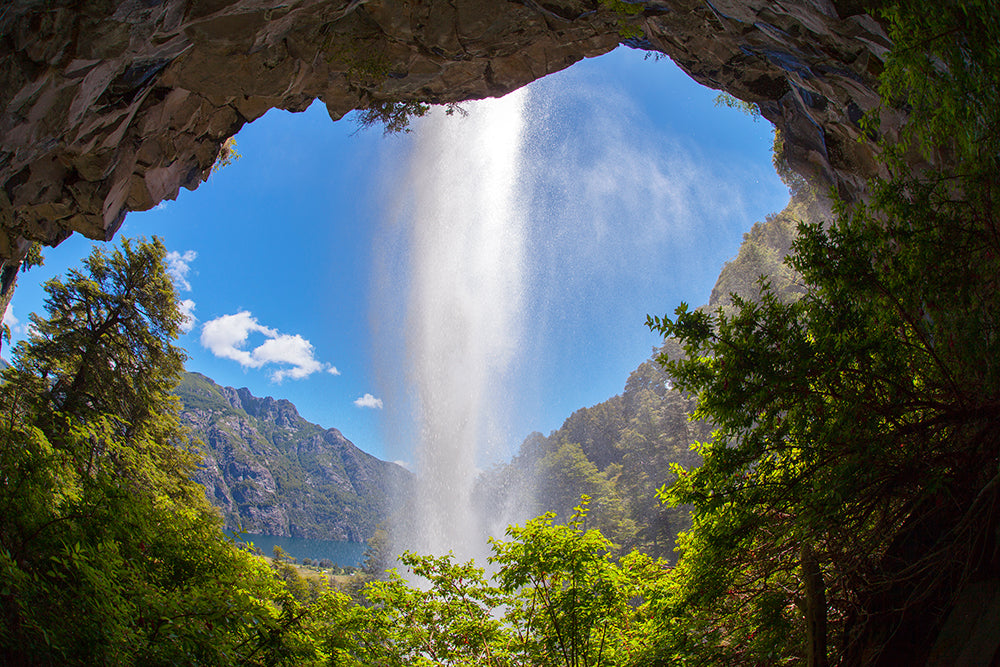 Cave waterfall landscape wallpaper mural | Living room bedroom natural decorative wall