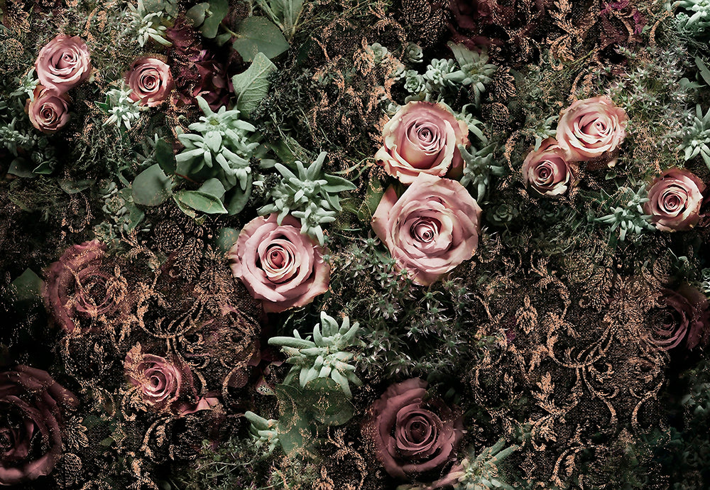 Vintage Rose Wallpaper Mural | French Romantic Background Wall