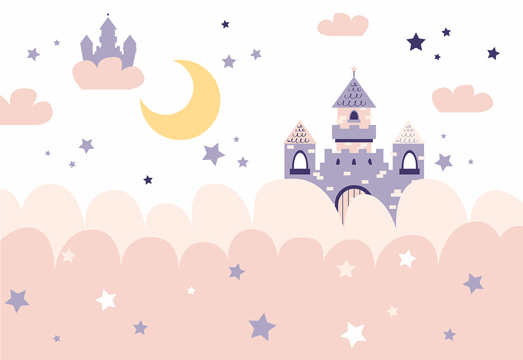 Fairy Tale Castle Children's Wallpaper Mural | Dreamy Starry Sky Style Wall Decoration