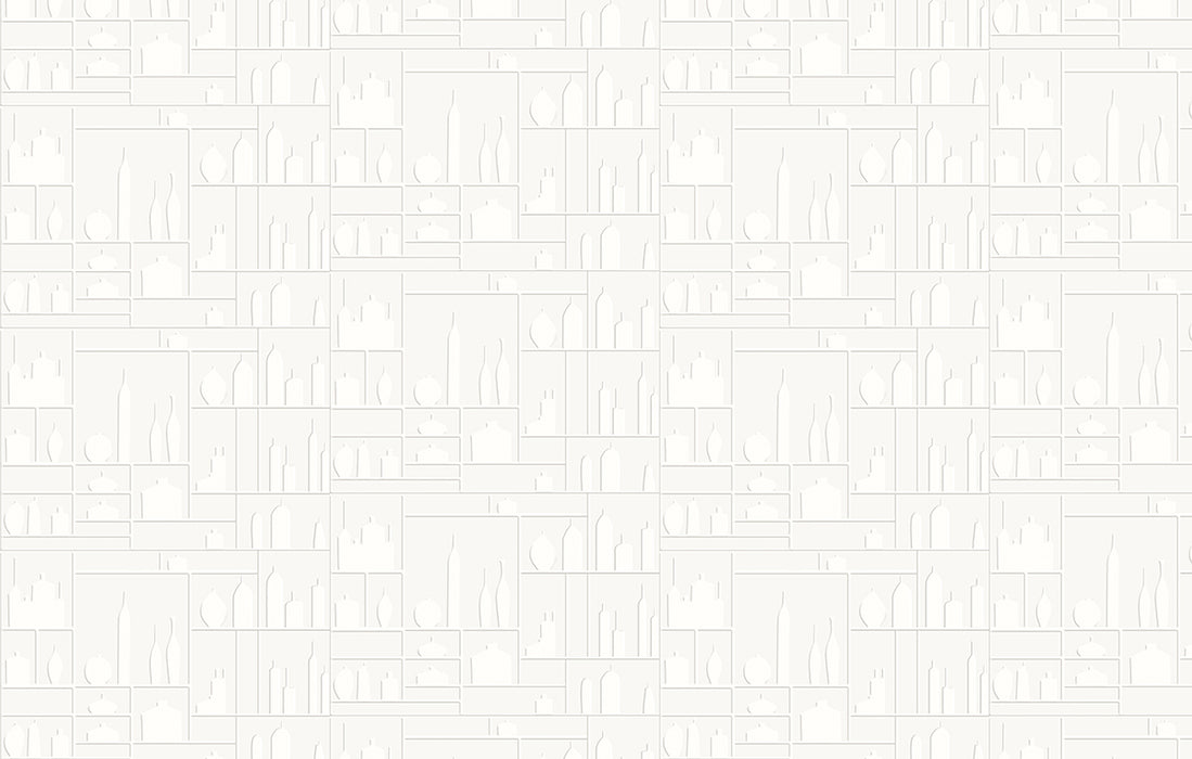Minimalist white relief wallpaper | 3D geometric mural