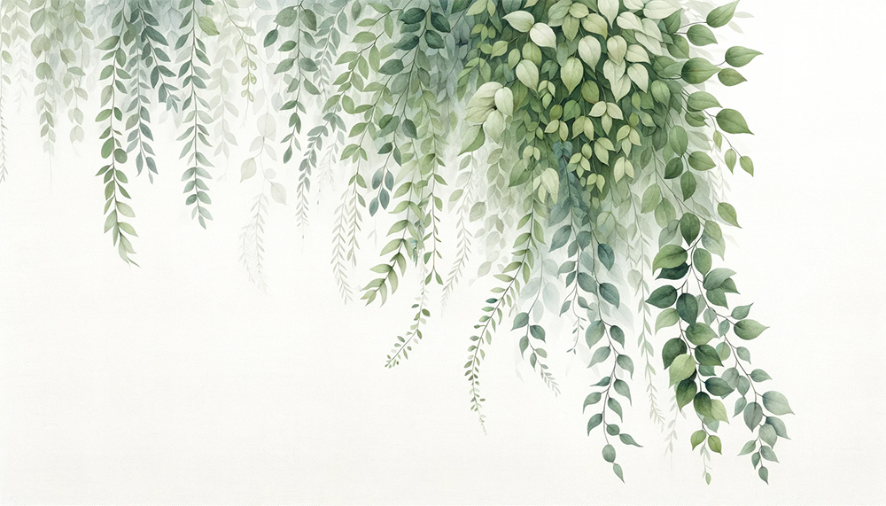 Fresh green plant wallpaper | Watercolor vine mural