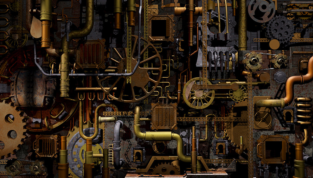 Steampunk mechanical wallpaper mural | Study, living room, passionate decorative wall