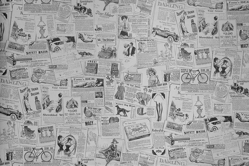 Retro Newspaper Wallpaper Mural | Small and Nostalgic Decorative Wall in Living Room and Bedroom