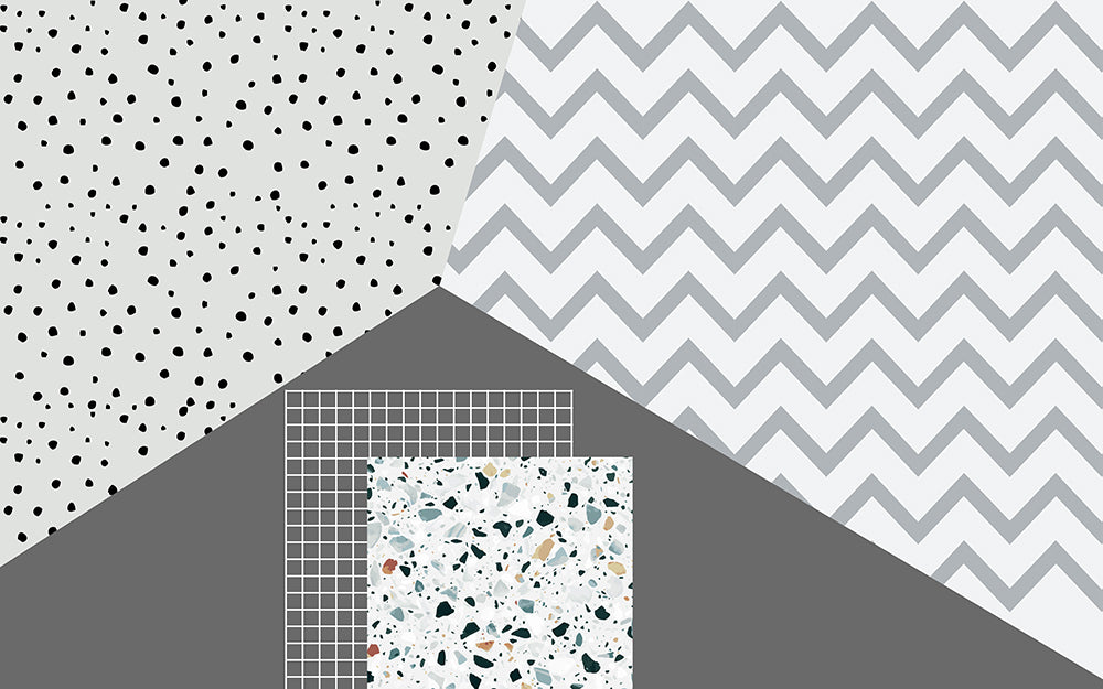 Geometric Splicing Art Wallpaper Mural | Dotted Sawtooth Pattern