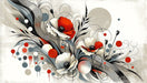 Abstract Flower Explosion Mural: High-Contrast Red & Gray for Industrial Chic Interiors