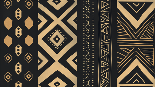 African Tribal Wallpaper in Gold & Black | Ethno-Geometric Design | Premium Vinyl Mural