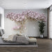 Blossoming Serenity Wall Mural | Pink Floral Bonsai Art for Elegant Interiors