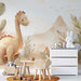 Cartoon Dinosaur Desert Wallpaper Mural | Children's Room Bedroom Playful Decorative Wall