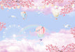 Cherry Blossom Hot Air Balloon Wallpaper | Sweet Decoration Painting in Children's Room Bedroom