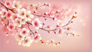 Cherry Blossom Wallpaper Mural | Pink Flowers with delicate pink blossoms on branches, soft pink background, romantic spring vibe