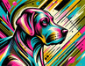 Colorful Dog Art Wallpaper featuring vibrant colors and dynamic lines for a trendy decorative wall.