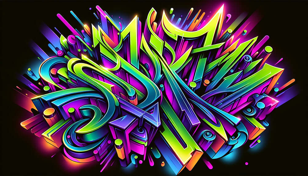 Colorful graffiti wallpaper mural featuring neon colors and dynamic designs for trendy home decor.