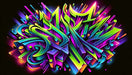 Colorful graffiti wallpaper mural featuring neon colors and dynamic designs for trendy home decor.