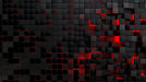 CyberGrid 3D Glowing Wall Panel - Red Tech Illumination: Deep-red illuminated 3D cube wall panel for modern tech-inspired spaces