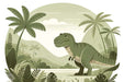Dinosaur Wallpaper | Children's Room Fun Decoration Mural: green dinosaur rainforest scene for kids rooms, playful wall decor featuring friendly dinosaur among lush foliage