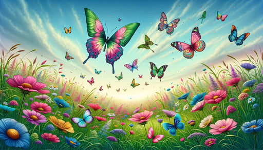 Dreamy Butterfly Flower Sea Wallpaper Mural | Bedroom Living Room Healing Decorative Wall